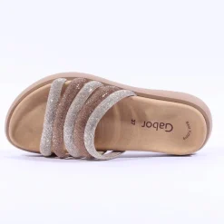 Women Gabor Abbott Glitter Strap Mule Sandal - Gold Shimmer