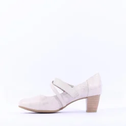 Women Jana Abura Cross Strap Block Heel Shoe - Beige Gold