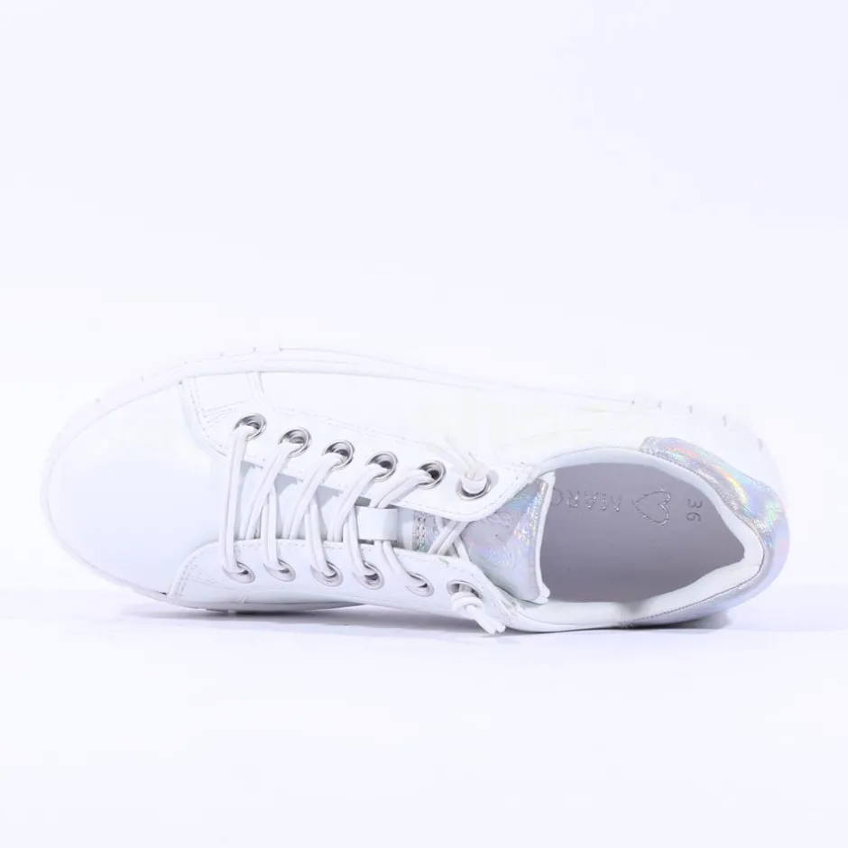 Women Marco Tozzi Ago Bungee Lace Trainer - White Combi