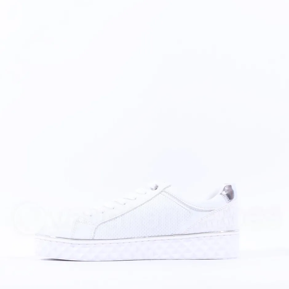 Women Marco Tozzi Ago Hex Sole Side Zip - White Silver