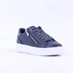 Women Marco Tozzi Ago Side Zip Trainer - Navy