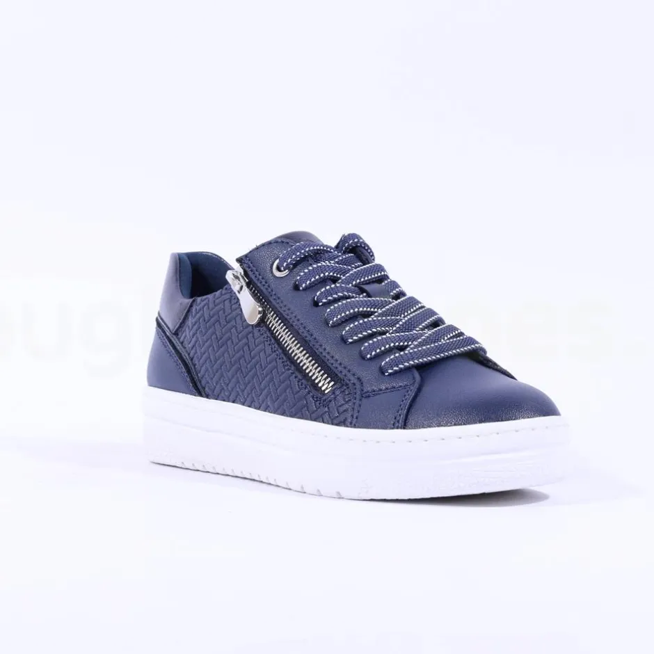 Women Marco Tozzi Ago Side Zip Trainer - Navy