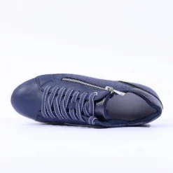 Women Marco Tozzi Ago Side Zip Trainer - Navy