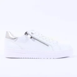 Women Marco Tozzi Ago Side Zip Trainer - White Combi