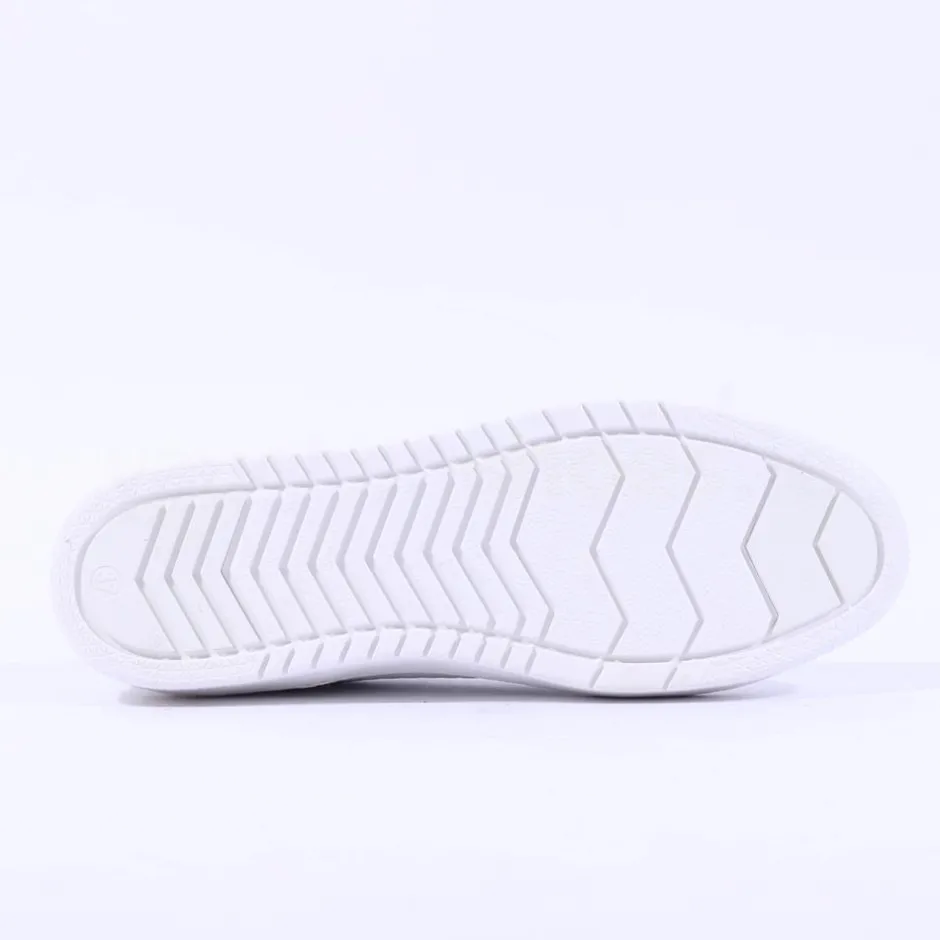 Women Marco Tozzi Ago Side Zip Trainer - White Combi