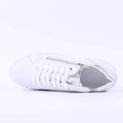 Women Marco Tozzi Ago Side Zip Trainer - White Combi