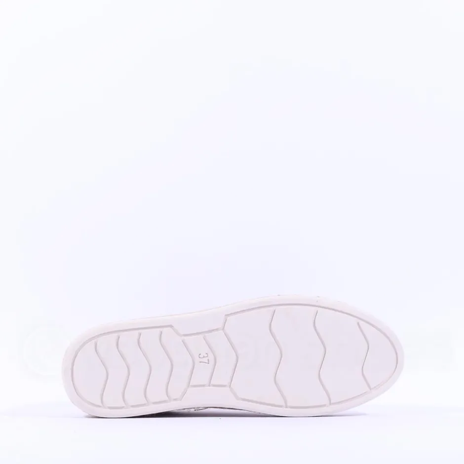Women Marco Tozzi Ago Weave Platform Trainer - Cream Gold Combi