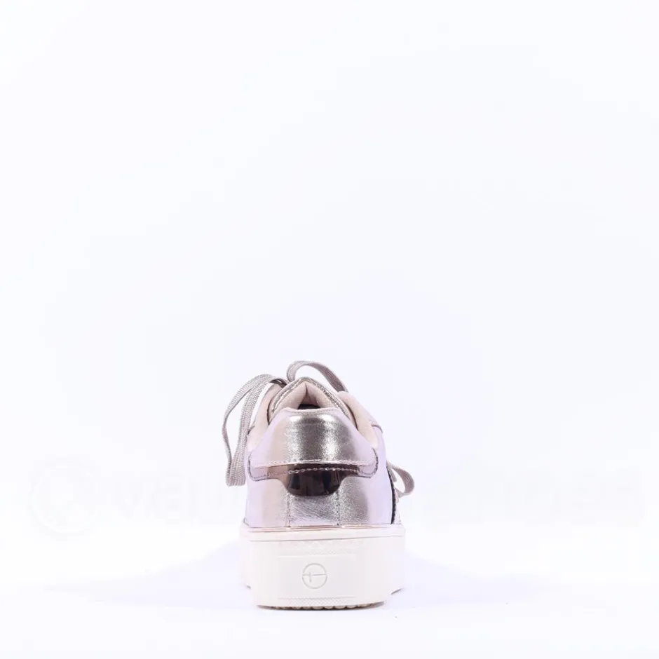 Women Tamaris Alexia Platform Laced Trainer - Light Gold