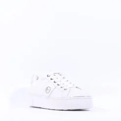 Women Tamaris Alexia Platform Laced Trainer - White Silver