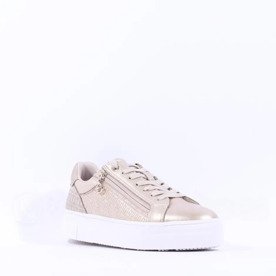 Women Tamaris Alexia Platform Sidezip Trainer - Gold