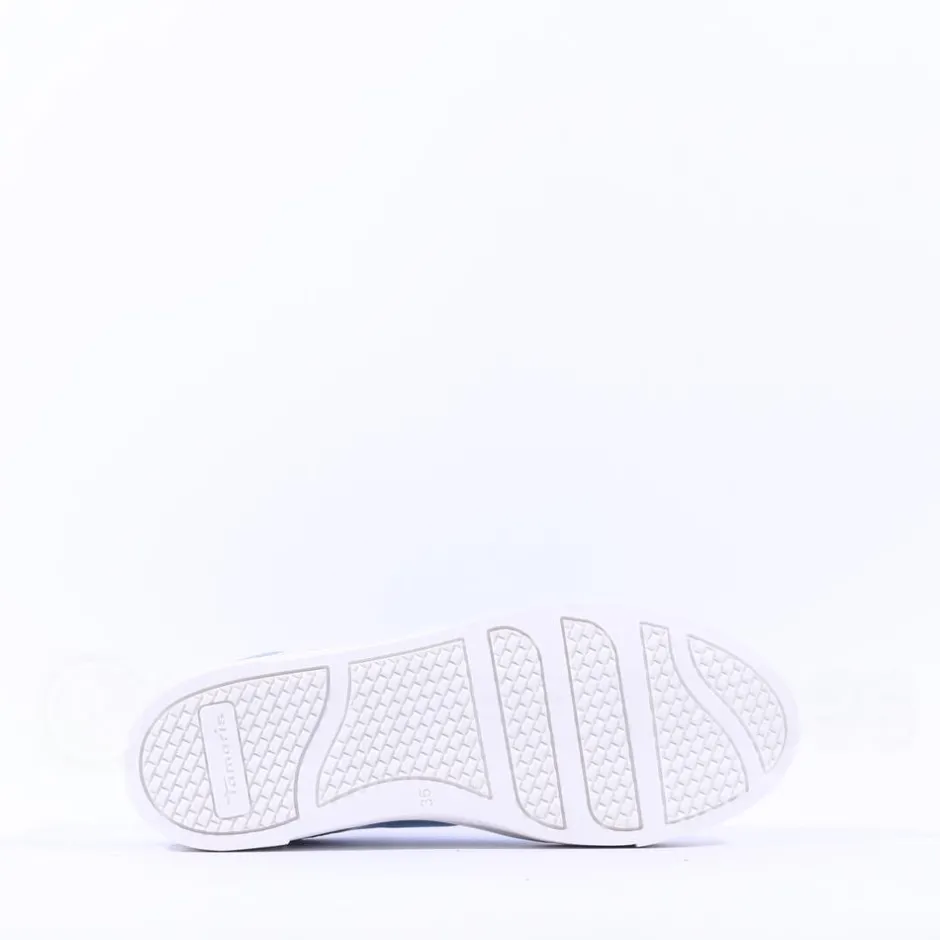 Women Tamaris Alexia Platform Sidezip Trainer - Light Blue Metallic