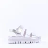 Women Gabor Alfa Triple Velcro Platform Sandal - White Silver