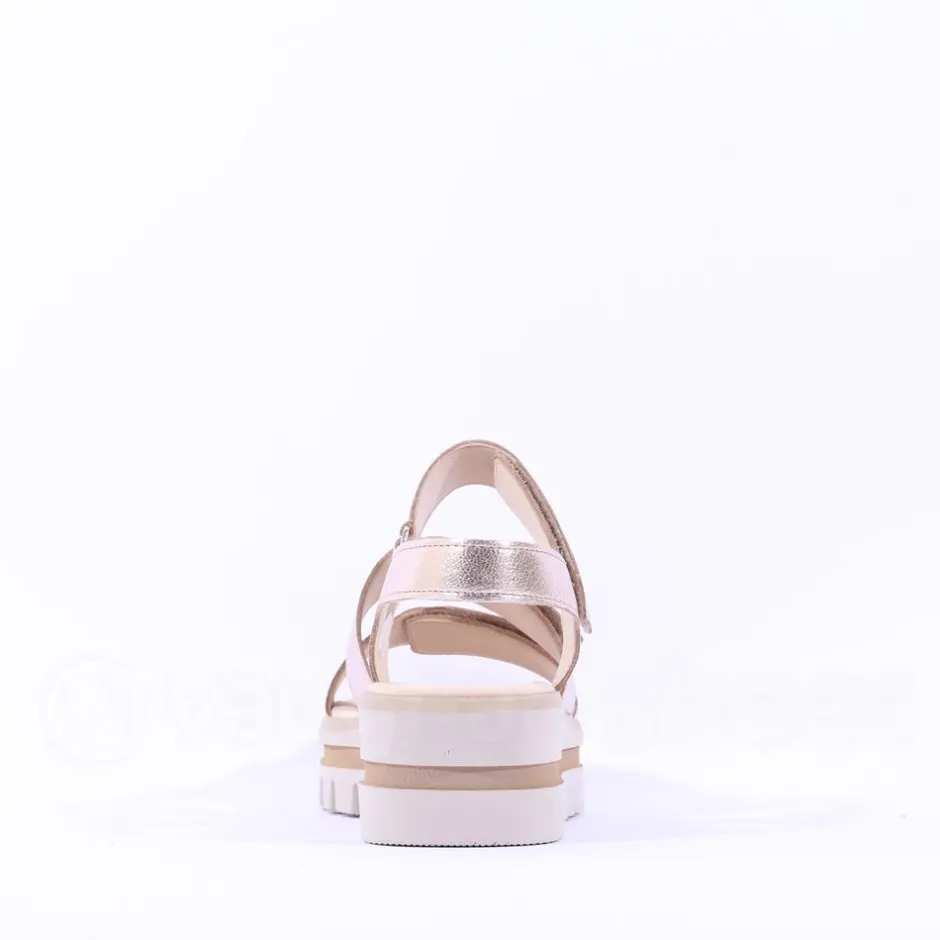 Women Gabor Alfa Triple Velcro Platform Sandal - Gold Leather