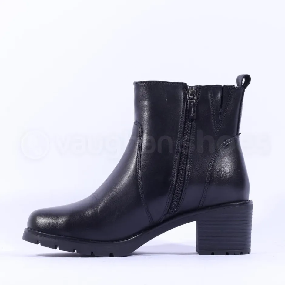 Women Tamaris Alisa Block Heel Ankle Boot - Black Leather