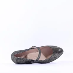 Women Caprice Alisa Low Strap Shimmer Pump - Black Gold