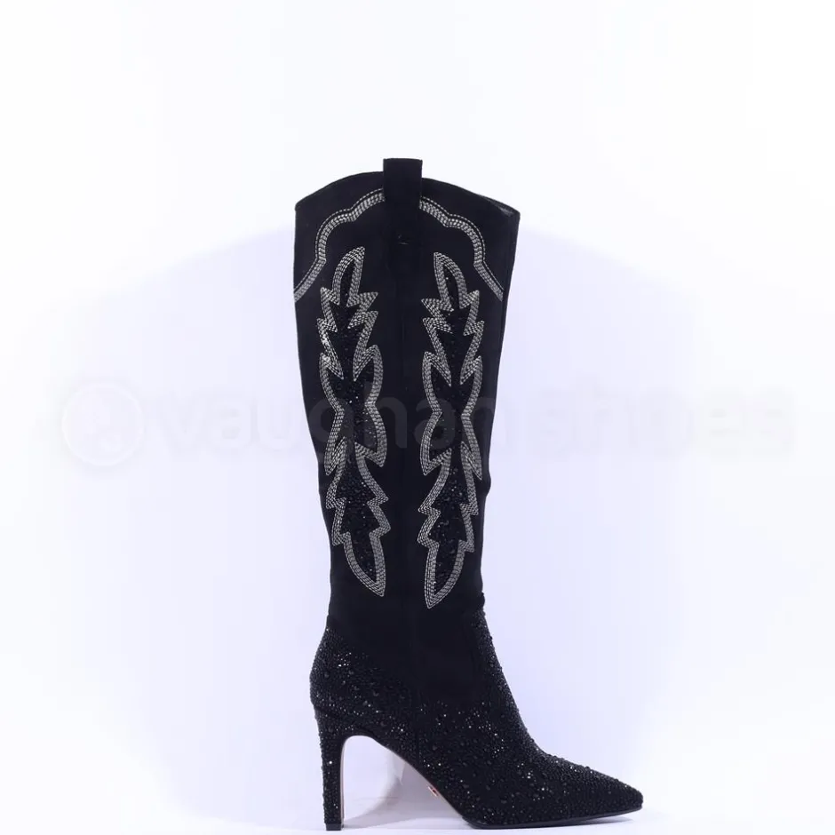Women Una Healy All I Want Knee High Boot - Black Sparkle