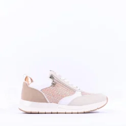 Women Tamaris Almina Multi Side Zip Trainer - Ivory Structure
