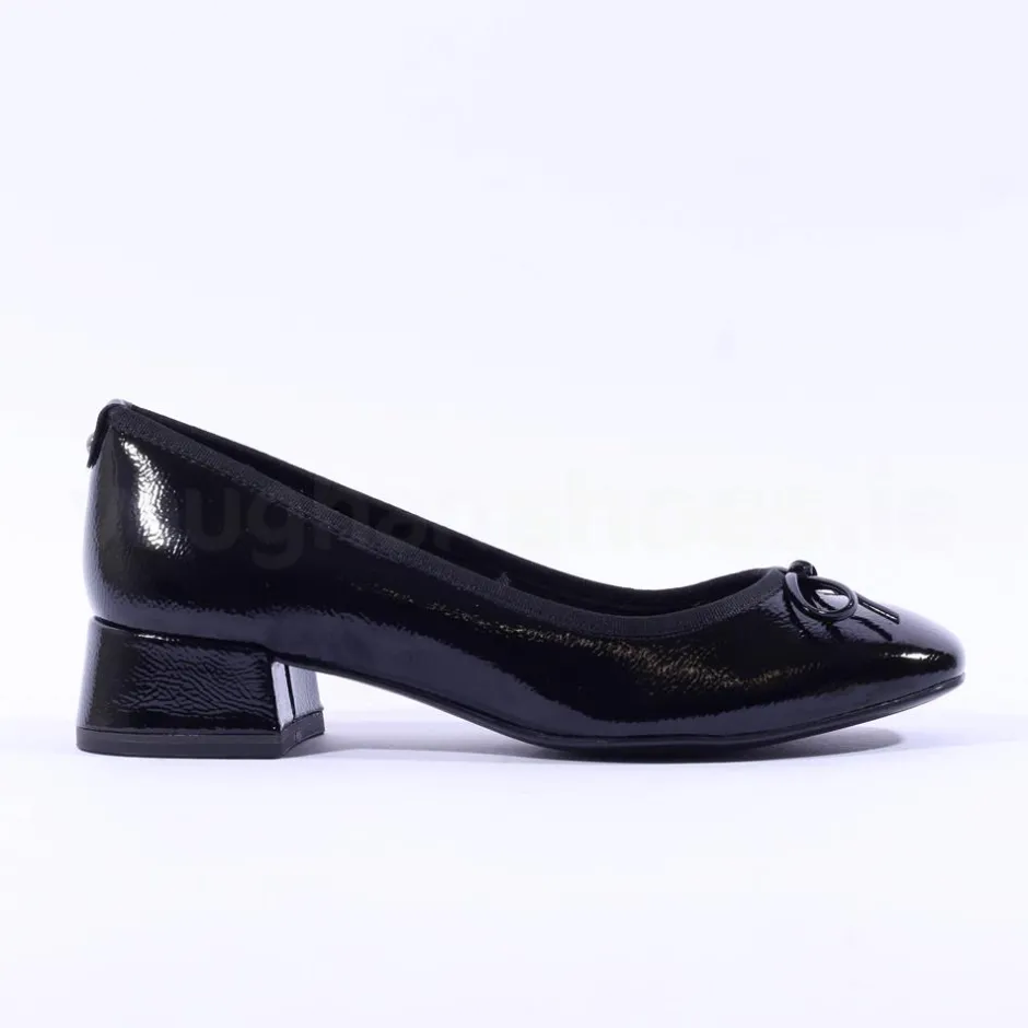 Women Tamaris Almira Bow Tie Block Heel Pump - Black Patent