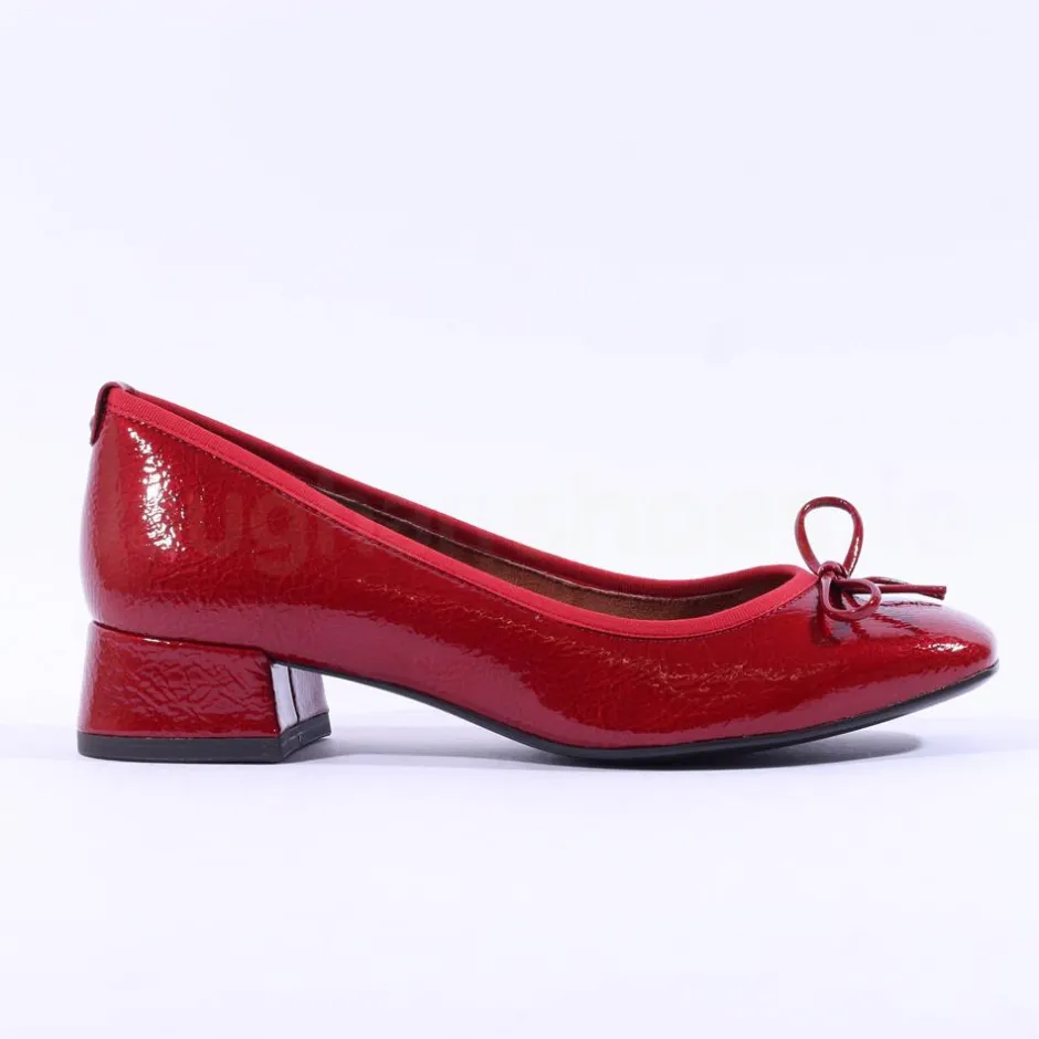 Women Tamaris Almira Bow Tie Block Heel Pump - Red Patent