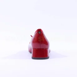 Women Tamaris Almira Bow Tie Block Heel Pump - Red Patent