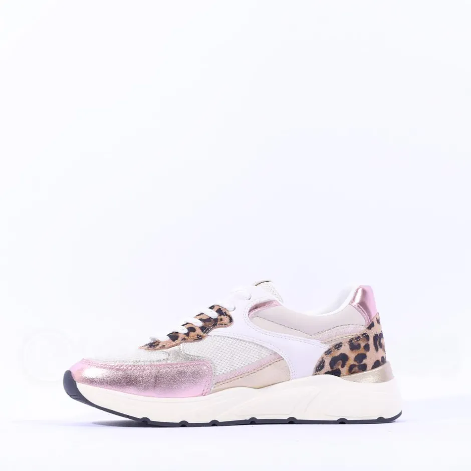 Women Tamaris Altina Multi Laced Trainer - Pink Leopard