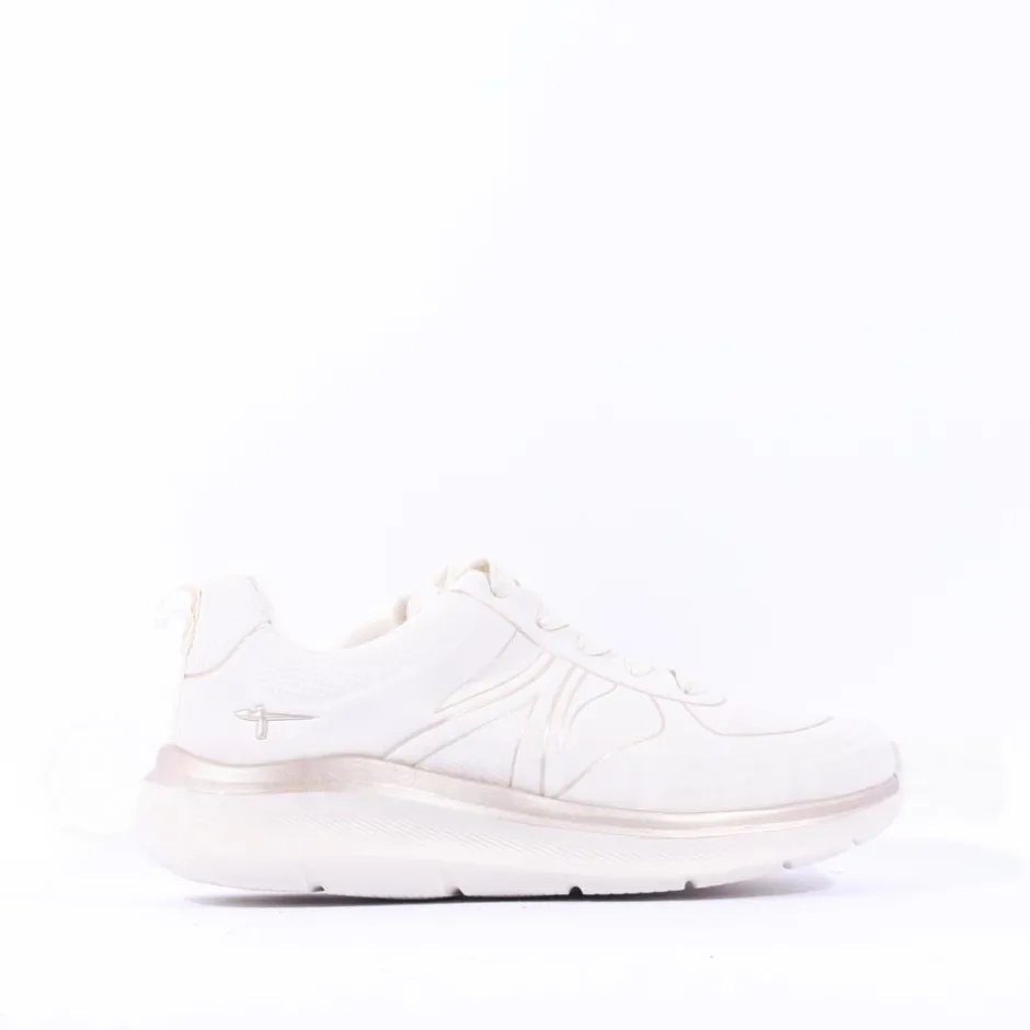 Women Tamaris Amelie Athleisure Wedge Trainer - Off White Gold