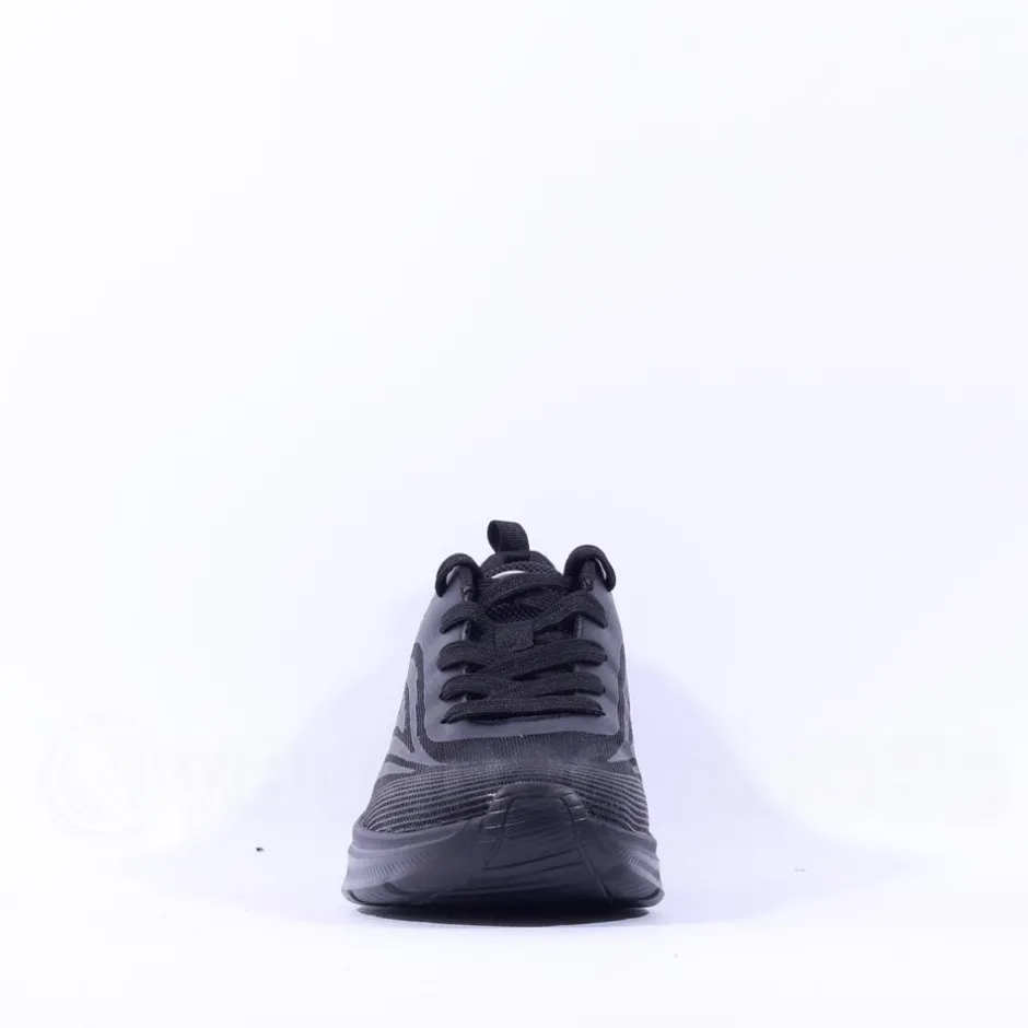 Women Tamaris Amelie Athleisure Wedge Trainer - Black Fabric