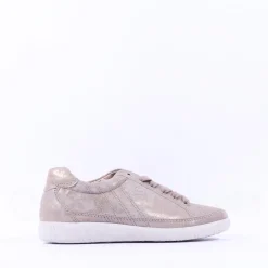Women Gabor Amulet Laced Casual Shoe - Beige Metallic