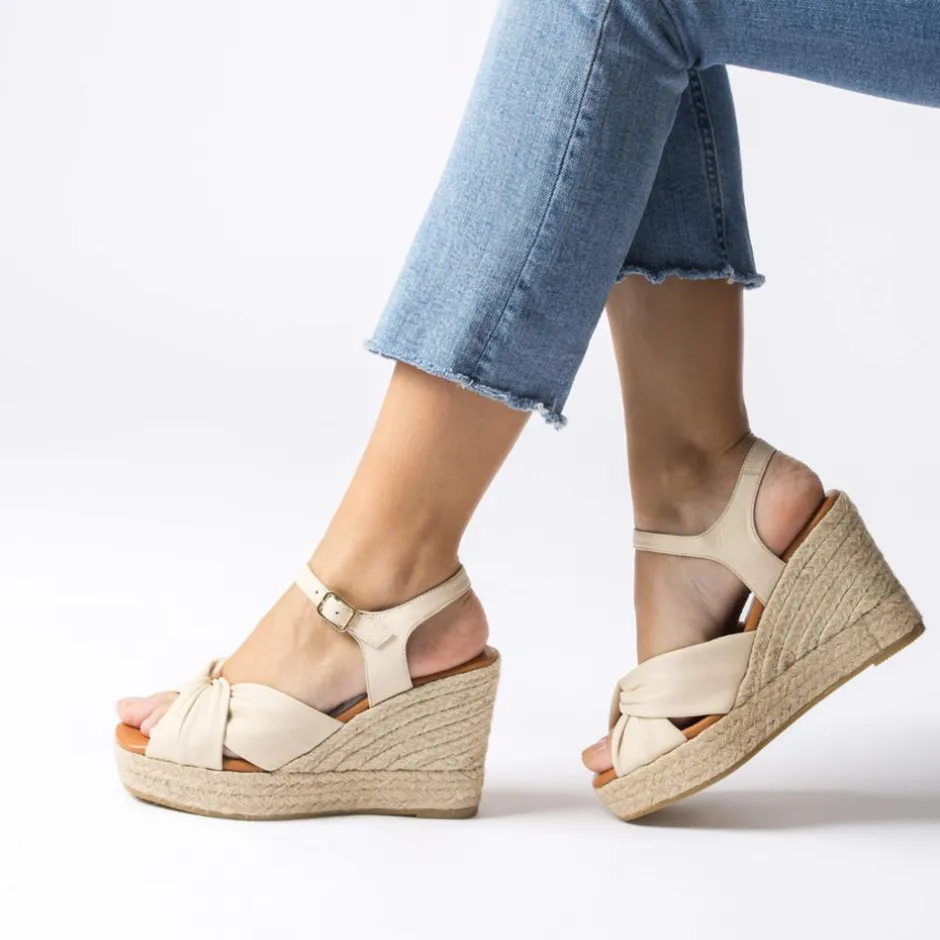 Women Wonders Anakena Espadrille Wedge - Cream Leather