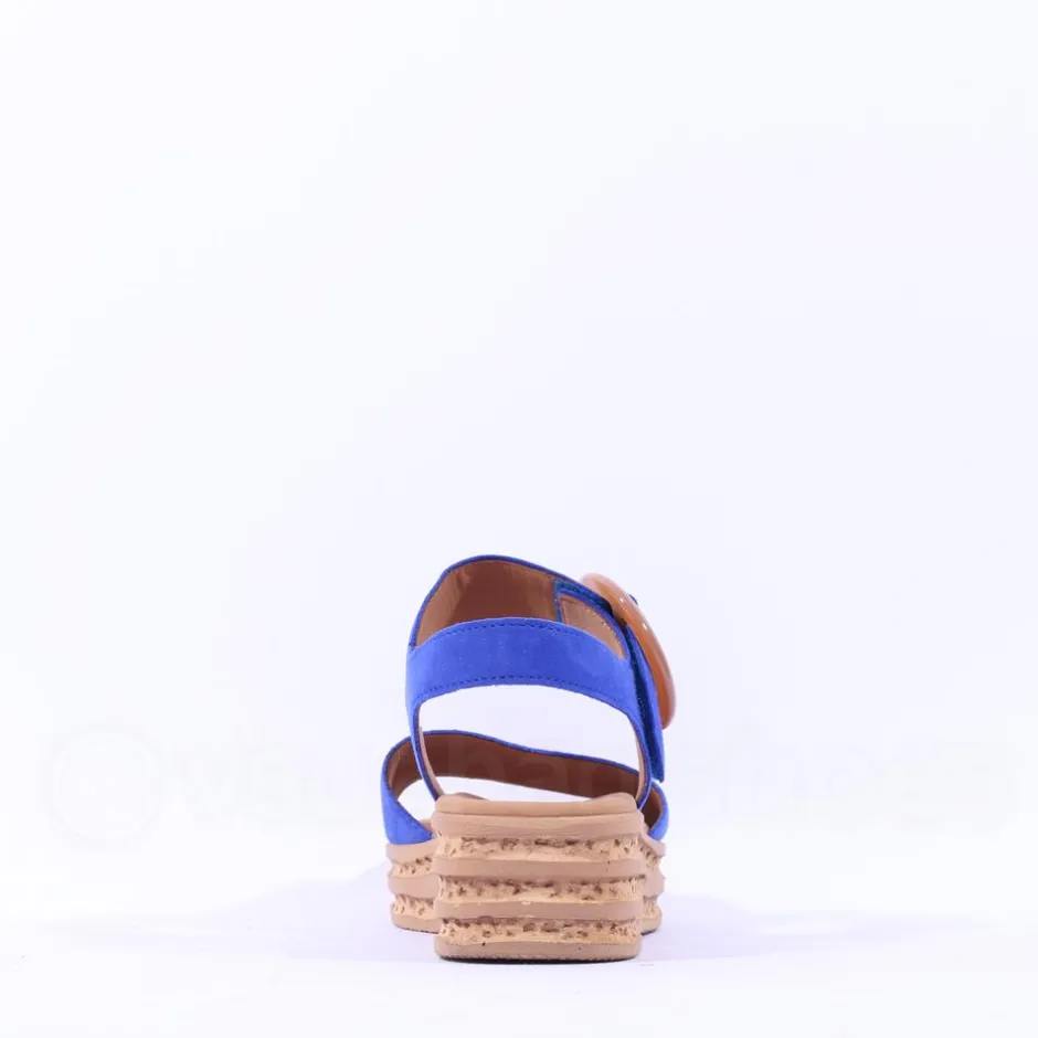 Women Gabor Andre Ring Buckle Layered Sandal - Blue Suede