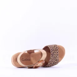 Women Gabor Andre Ring Buckle Layered Sandal - Metallic Leopard