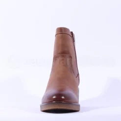 Women S.Oliver Anna Low Block Heel Ankle Boot - Cognac