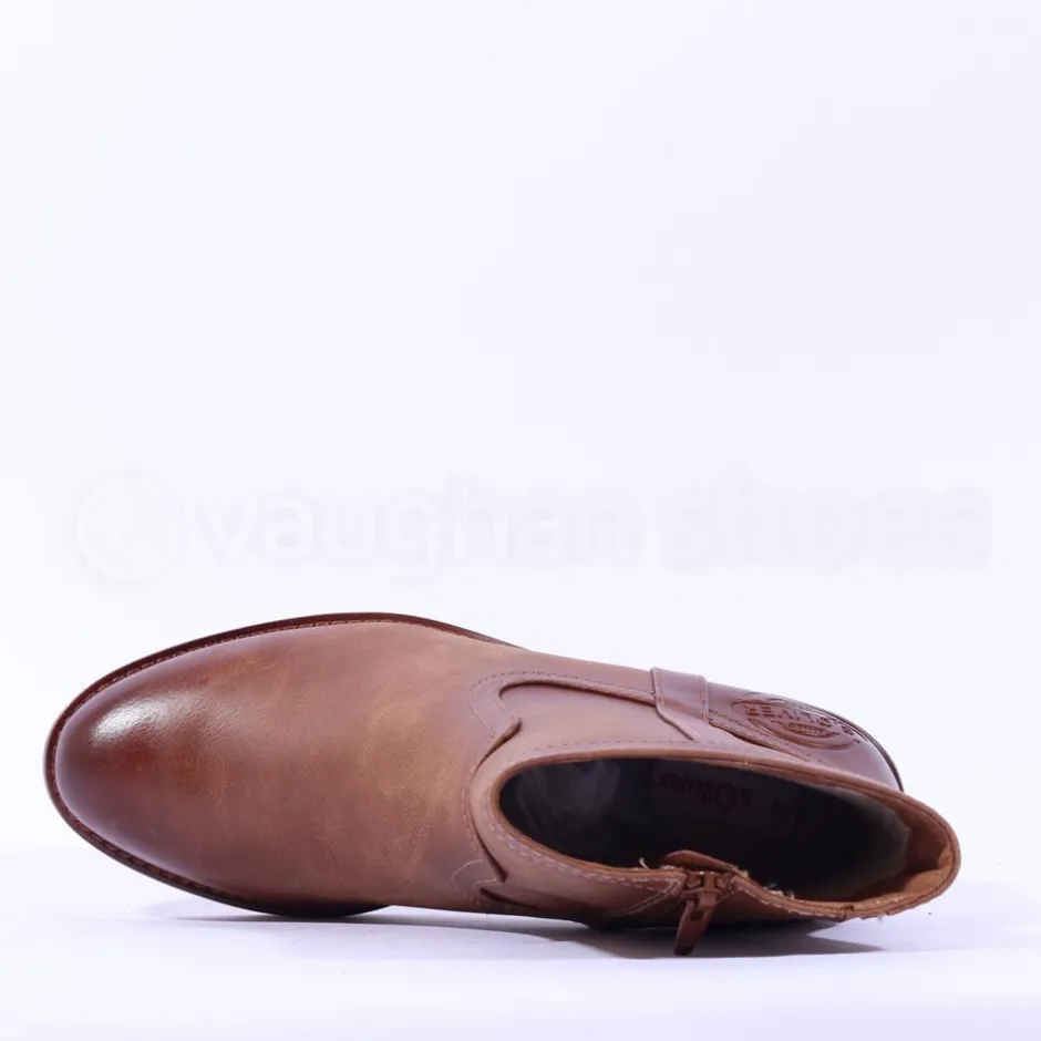 Women S.Oliver Anna Low Block Heel Ankle Boot - Cognac