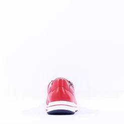 Women Ara Osaka Comfort Laced Trainer Side Zip - Red Leather