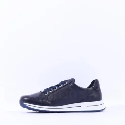 Women Ara Osaka Side Zip Lace Trainer - Navy White
