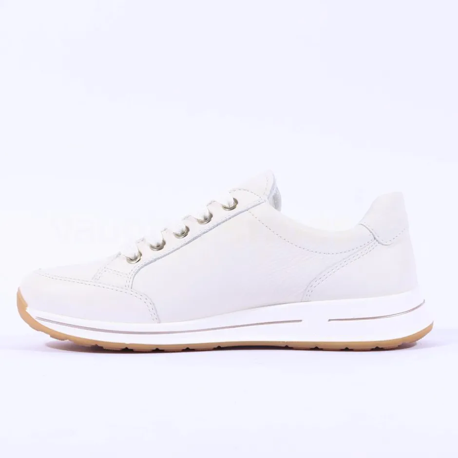 Women Ara Osaka Side Zip Lace Trainer - Cream Leather