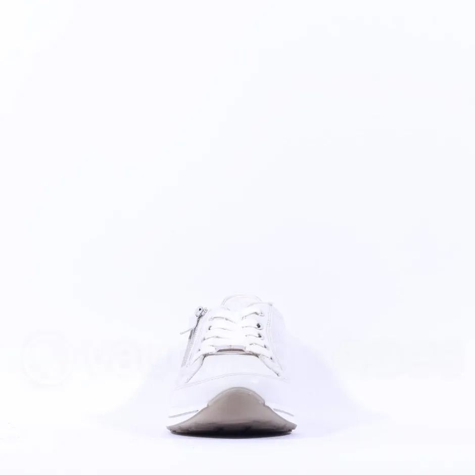 Women Ara Osaka Side Zip Lace Trainer - White Silver Print