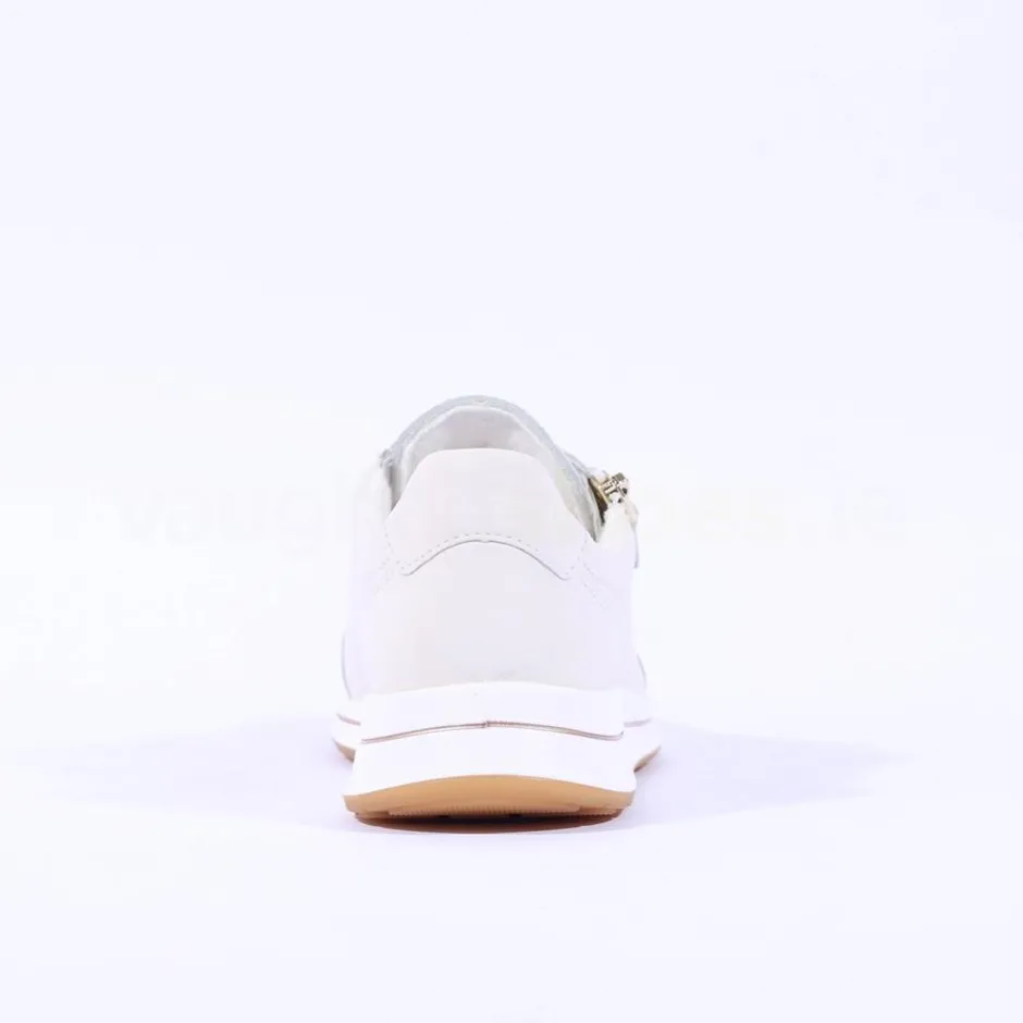 Women Ara Osaka Side Zip Lace Trainer - Cream Leather