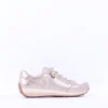 Women Ara Osaka Side Zip Ribbon Lace Trainer - Gold Combination
