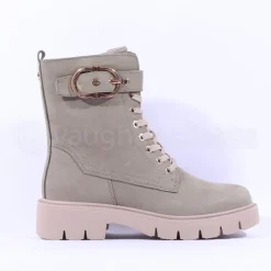 Women Caprice Arabella Buckle Strap Lace Boot - Khaki