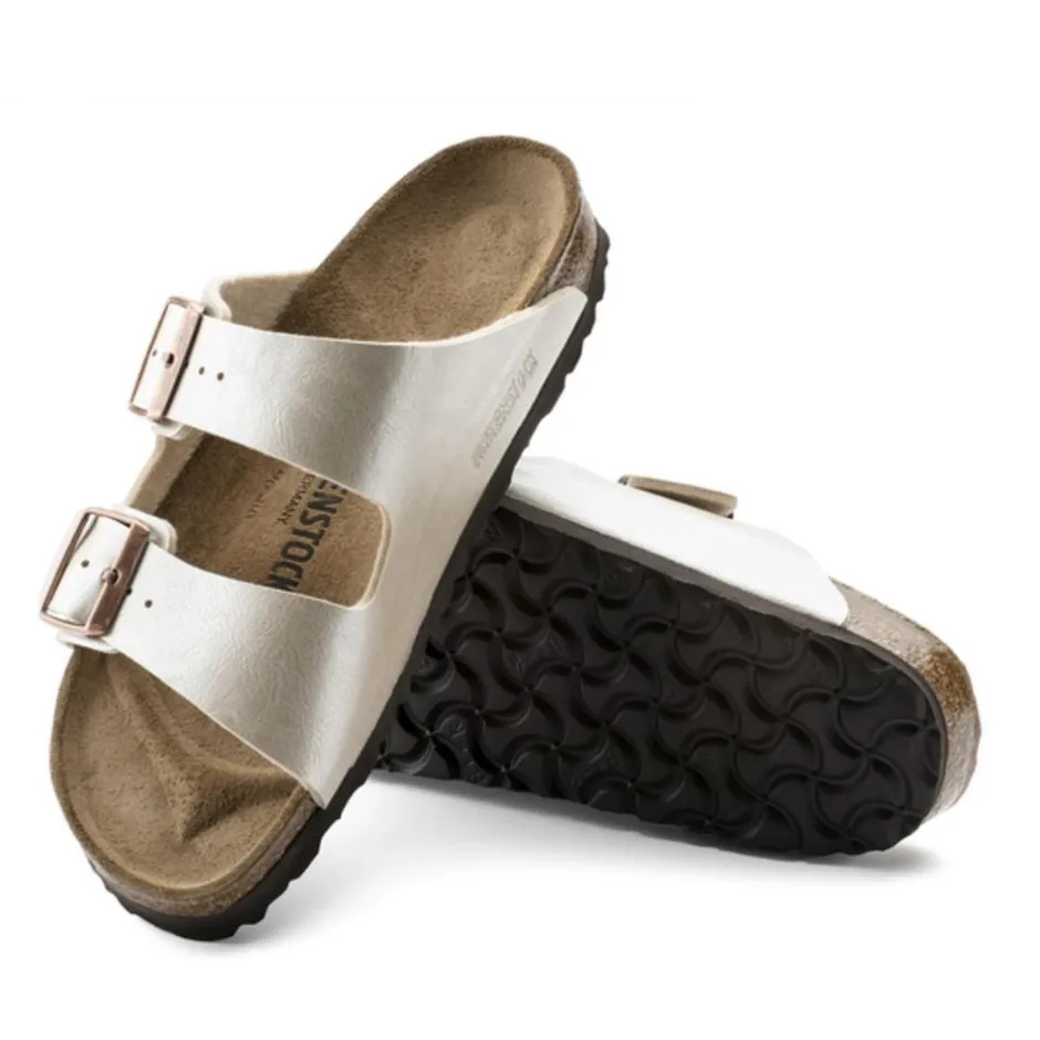 Women Birkenstock Arizona Birko Flor - Graceful Pearl White