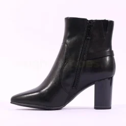 Women Caprice Audrey Link Strap Ankle Boot - Black Leather