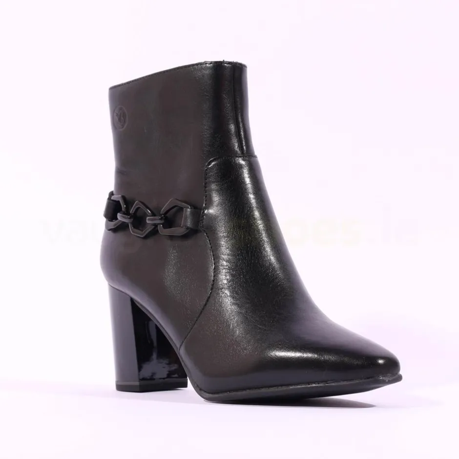 Women Caprice Audrey Link Strap Ankle Boot - Black Leather