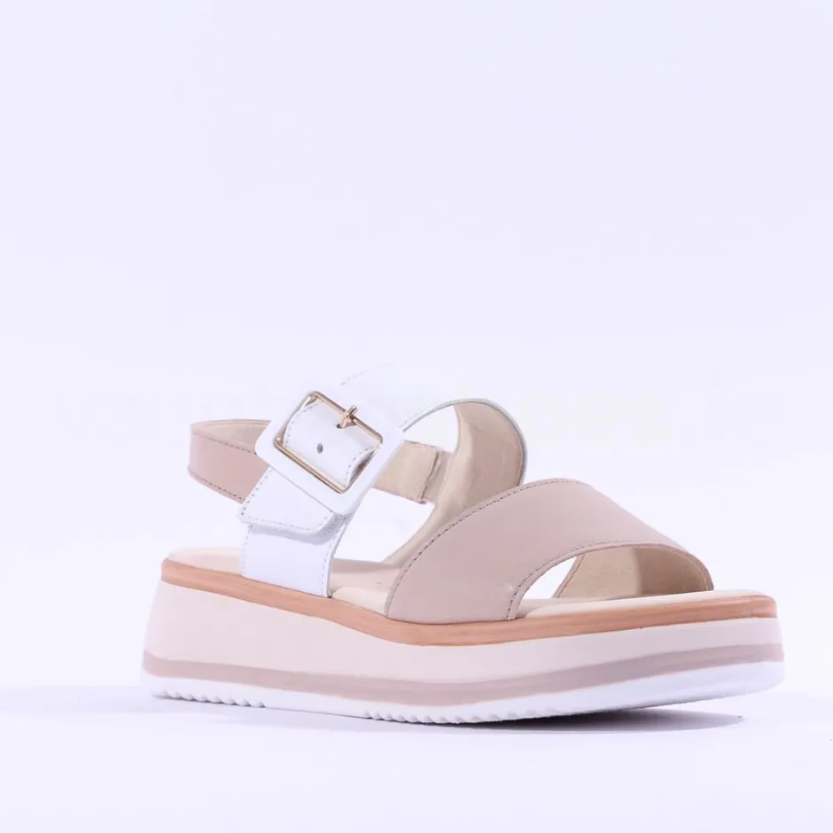 Women Gabor Aviemore Slingback Wedge Sandal - White Nude