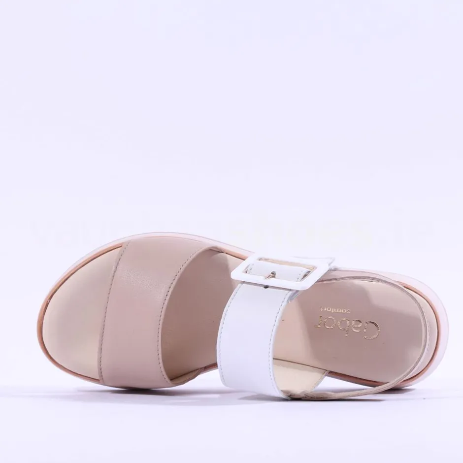 Women Gabor Aviemore Slingback Wedge Sandal - White Nude