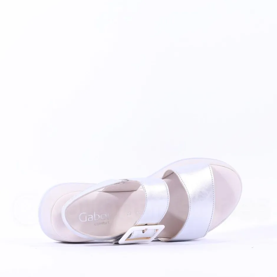 Women Gabor Aviemore Slingback Wedge Sandal - Silver Combi