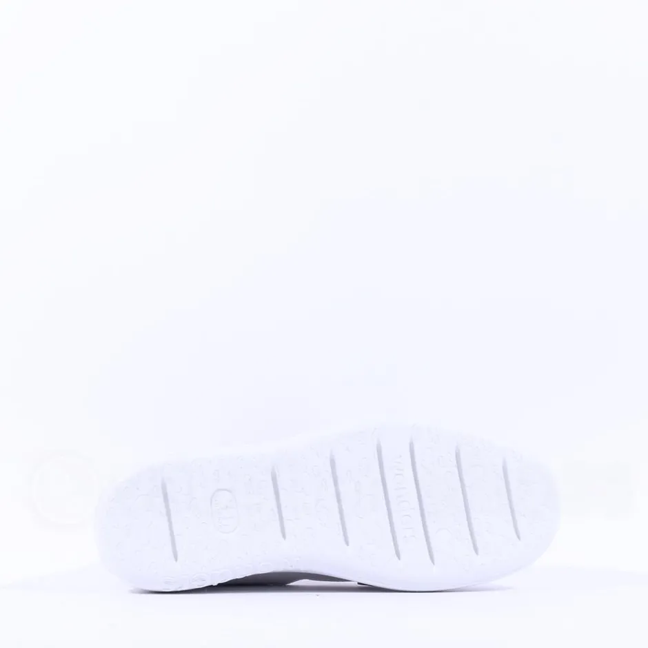Women Wonders Bacan Curvy Sole Slip On Wedge - White Silver Leather