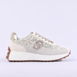 Women Tommy Bowe Ladies Barford Waffle Trainer - Gold Shimmer