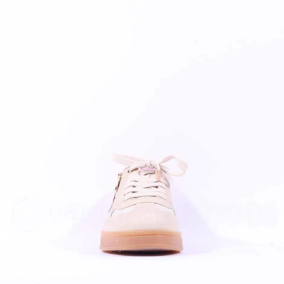 Women Marco Tozzi Bargi Sidezip Gum Trainer - Cream Orange