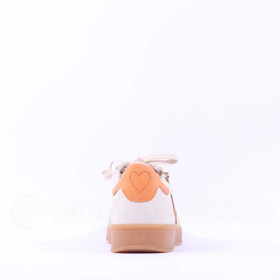Women Marco Tozzi Bargi Sidezip Gum Trainer - Cream Orange
